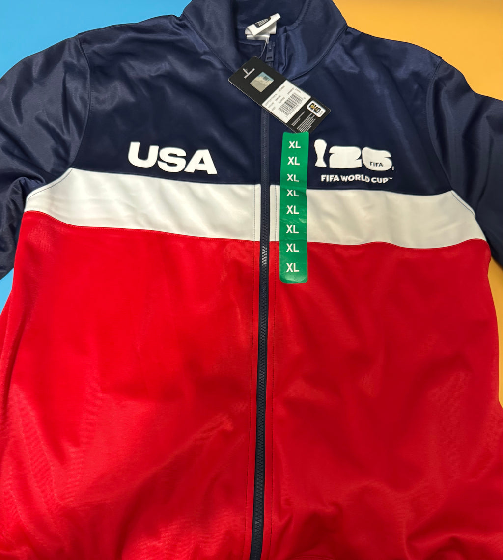 FIFA World Cup 2026 Team USA track jacket in navy, red and white