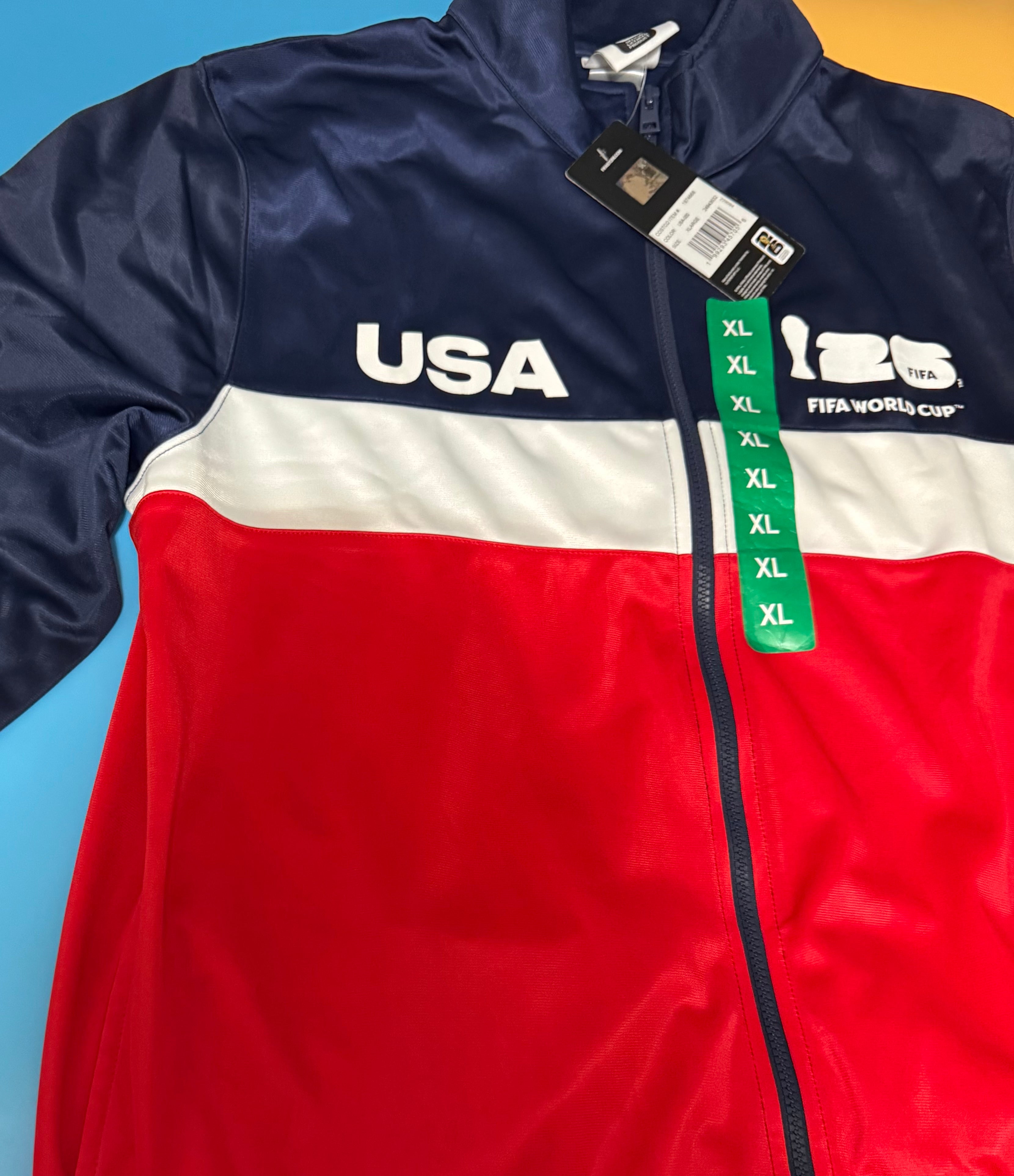 FIFA World Cup 2026 Team USA track jacket in navy, red and white