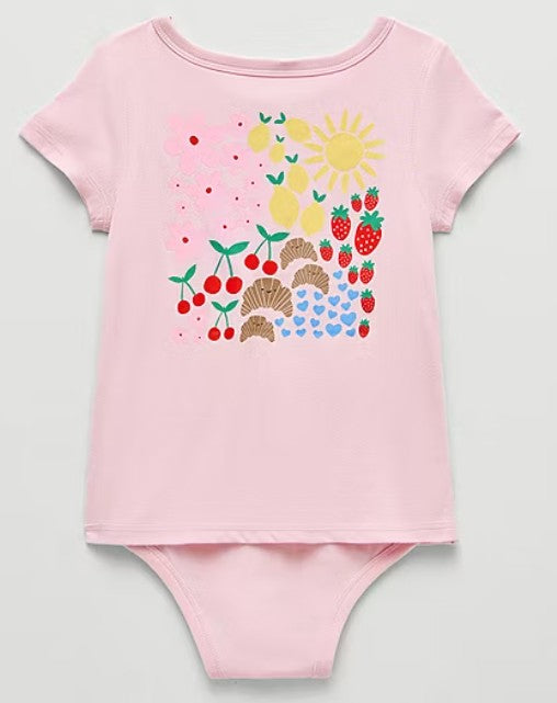 Okie Dokie Toddler Girls Hidden Access Opening Adaptive Round Neck Short Sleeve Bodysuit