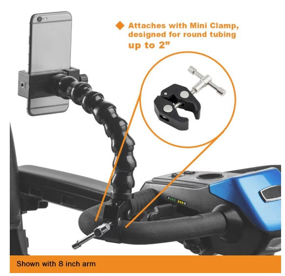 Phone Holder w/Mini Clamp 24 inch Arm